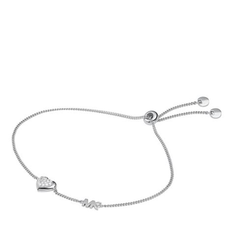 Sterling Silver Pavé Heart Slider Bracelet 